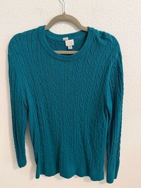 a new day Teal Cable-Knit Crewneck Sweater